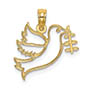 cut-out dove pendant with olive branch 10k gold