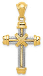 Designer Cross Pendant for Men in 14K Two-Tone Gold