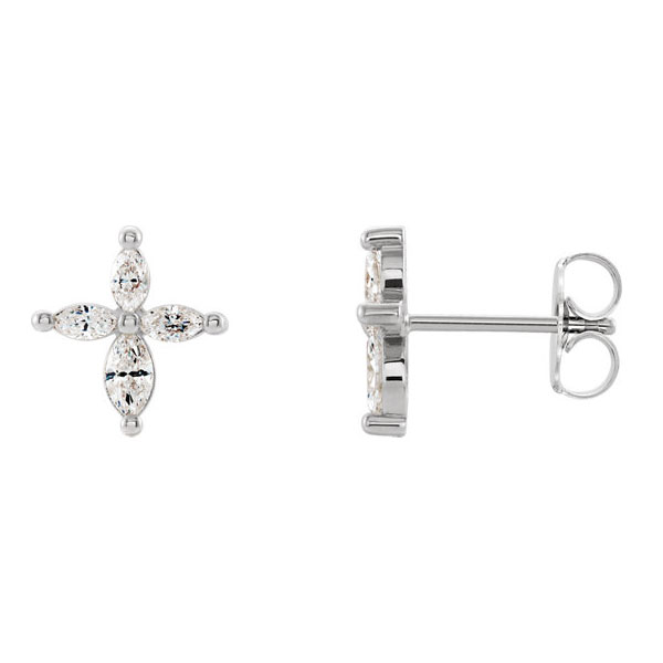 1/3 Carat Diamond Marquise Cross Earrings in 14K White Gold