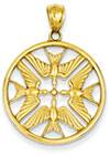 Four Doves Holy Spirit Pendant Necklace in 14K Gold