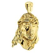 face of jesus christ pendant in 14k gold with cross