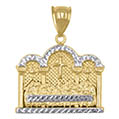 last supper pendant with 3 crosses 14k two-tone gold