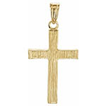 men's 14k gold textured rugged cross pendant