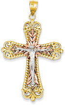 Men's Design 14K Tri-Color Gold Crucifix Pendant