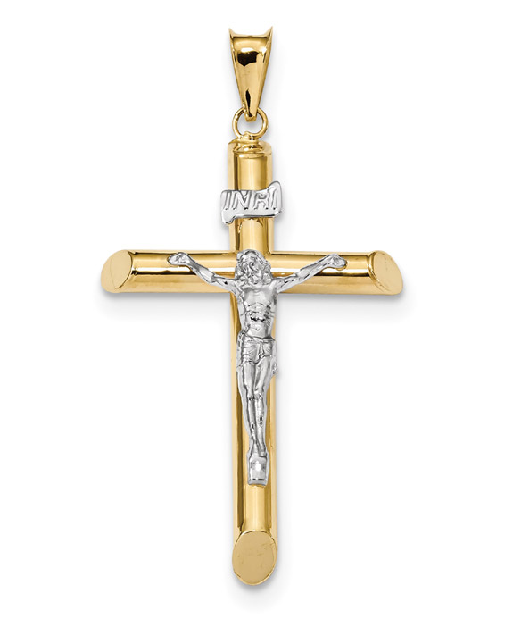 Men's 14K Two-Tone Gold Crucifix Pendant
