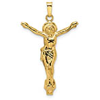 polished corpus of christ pendant for men 14k gold