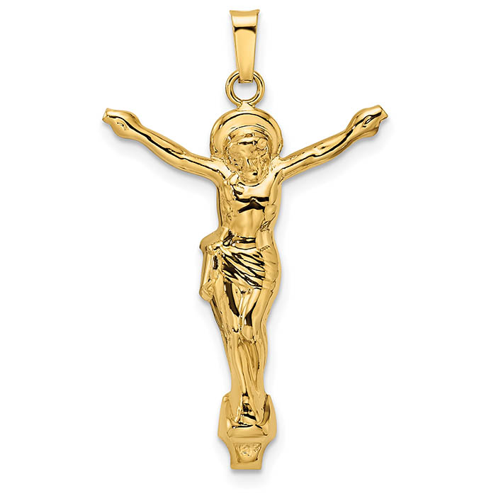 polished corpus of christ pendant for men 14k gold