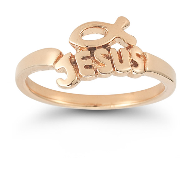 Jesus Ichthus Ring in 14K Rose Gold