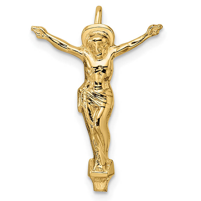 small polished corpus of christ pendant 14k gold