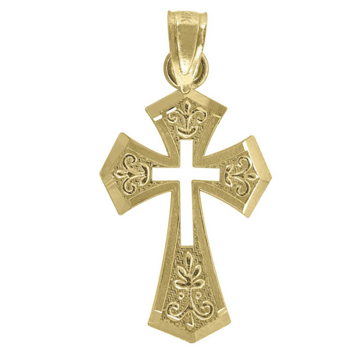 women's christian fleur-de-lis cross pendant