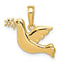 dove pendant with olive branch 14k gold