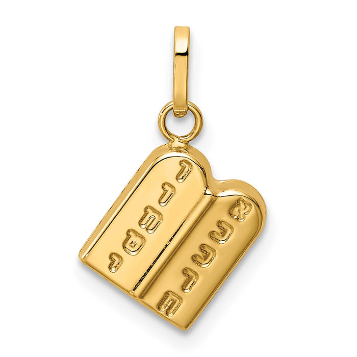 tiny ten commandments charm pendant in hebrew 14k gold