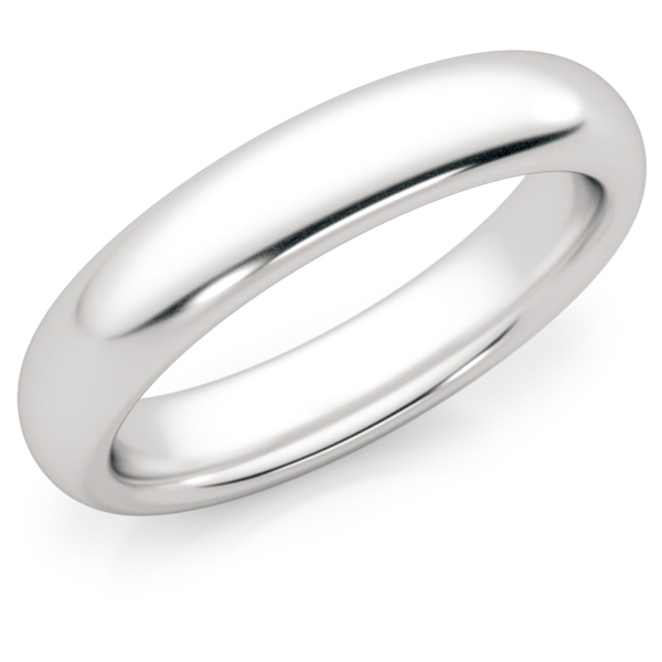 4mm 14K White Gold Comfort Fit Wedding Band Ring