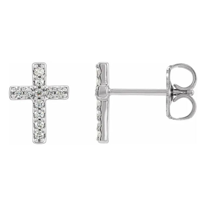 1/10 Carat Diamond Cross Stud Earrings