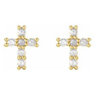 1/5 Carat Rose-Cut Diamond Cross Stud Earrings 14K Gold