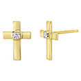 Small 14K Gold Diamond Cross Stud Earrings