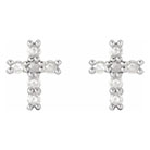 14K White Gold 1/5 Carat Rose-Cut Diamond Cross Stud Earrings