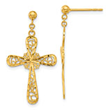 24K Gold Filigree Cross Earrings