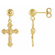 crucifix dangle earrings 14k gold
