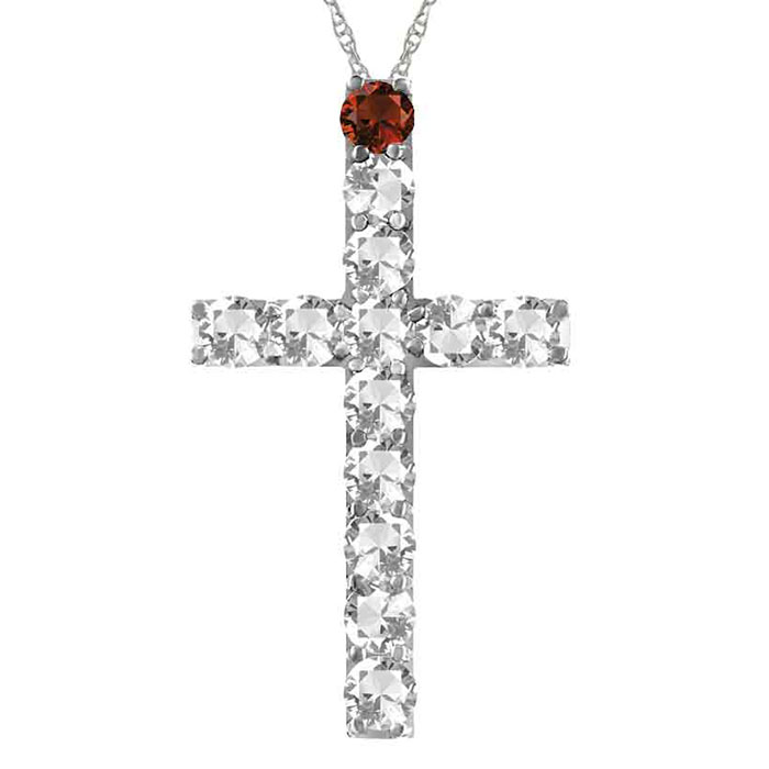 personalized birthstone gemstone cross necklace