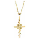 14k gold rose cross necklace