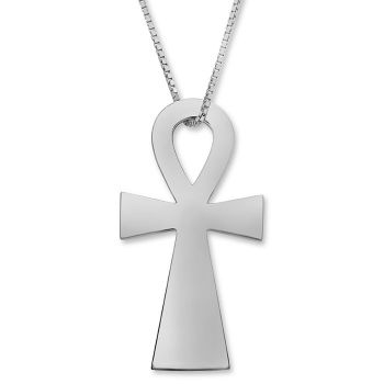 Silver Plain Ankh Cross Necklace Pendant 3