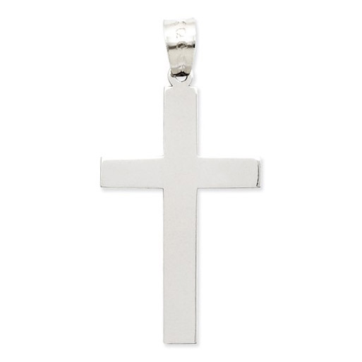 Full of Grace 14k White Gold Plain Christian Cross Necklace