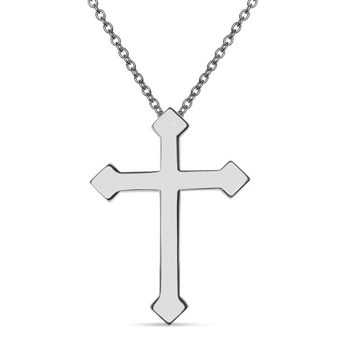 14K White Gold Trinity Cross Necklace for Women