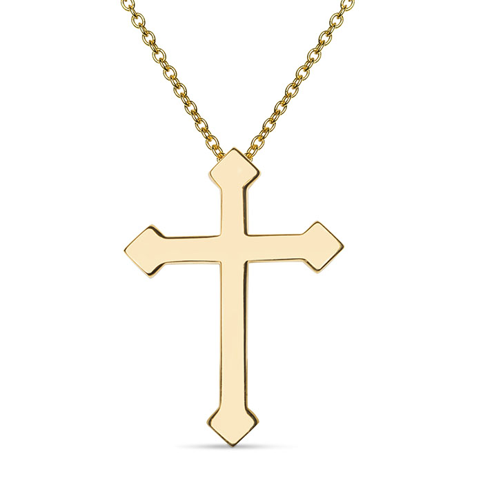 3-Pointed Trinity Cross Necklace for Women, 14K Gold