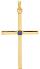 Bezel-Set Sapphire Cross Pendant, 14K Gold