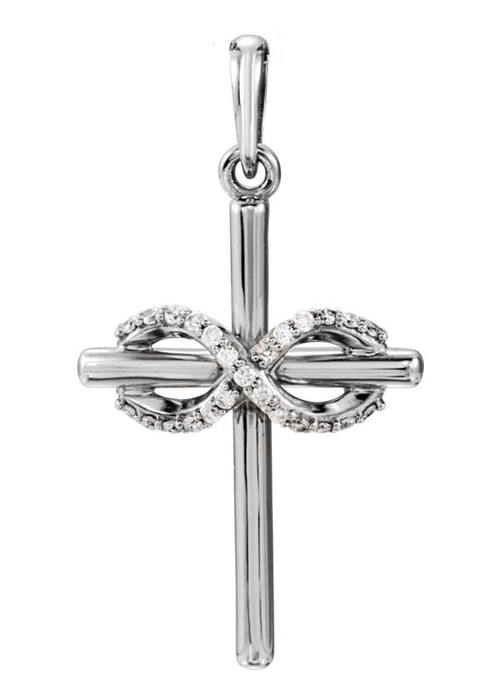 Diamond Infinity Cross Necklace in 14K White Gold