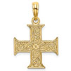 greek cross pendant with swirl design 14k gold