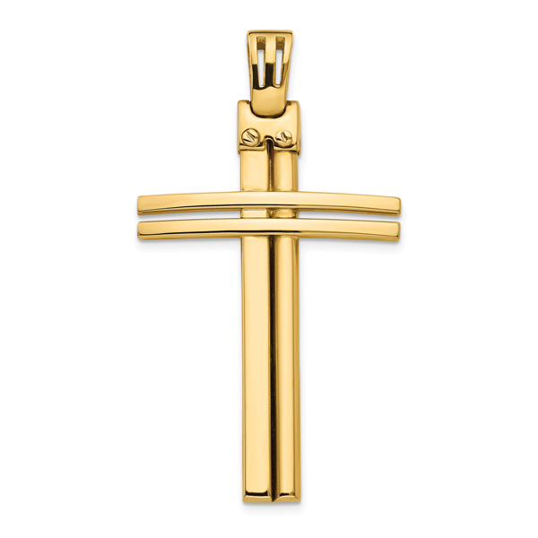 Men's Italian Cross Necklace Pendant in 14K Yellow Gold