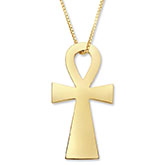 Plain Ankh Cross Necklace 14K Solid Gold