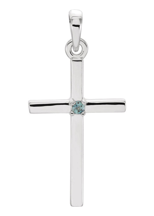 Plain Real Alexandrite Cross Necklace in White Gold