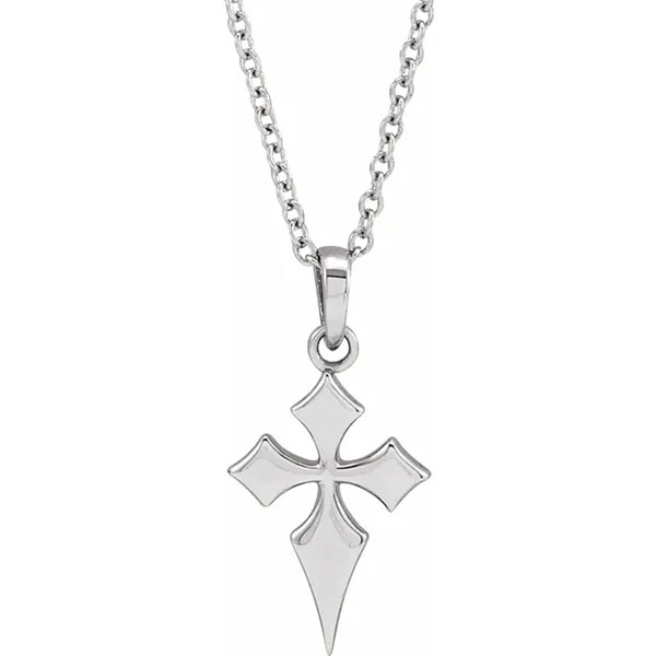 small 14k white gold sword of god cross necklace