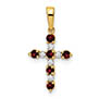 small garnet and diamond cross pendant 14k gold