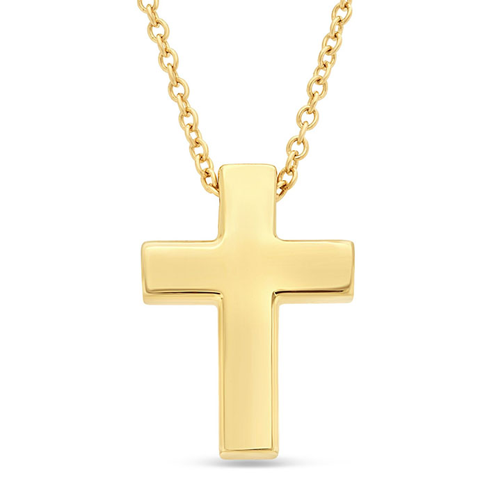 small plain cross necklace for women 14k gold