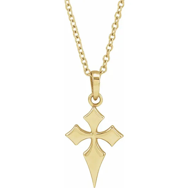 small sword of god cross necklace for women 14k gold