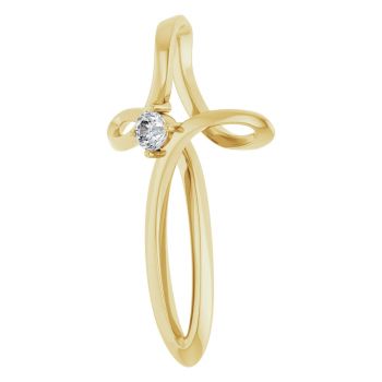 Diamond Swirl Cross Pendant in 14K Gold 2