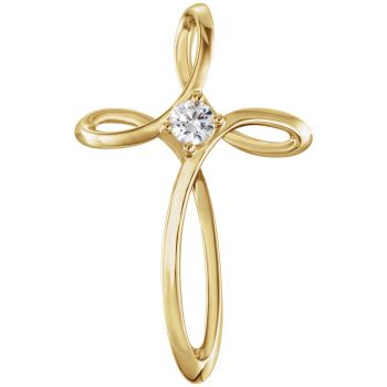Diamond Swirl Cross Pendant in 14K Gold 4