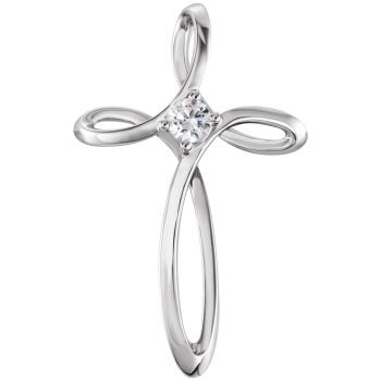 Diamond Twist Cross Pendant in 14K White Gold 4