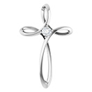 Diamond Twist Cross Pendant in 14K White Gold