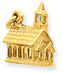 14K Gold Church Charm Pendant in 3D
