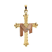 14k gold cross pendant with rose gold robe