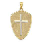14k gold shield cross necklace pendant with joshua 1:9