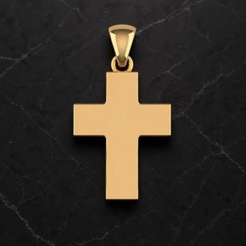 18K Solid Gold Men's Plain Heavy Thick Cross Pendant 4