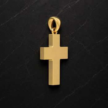 18K Solid Gold Men's Plain Heavy Thick Cross Pendant 5