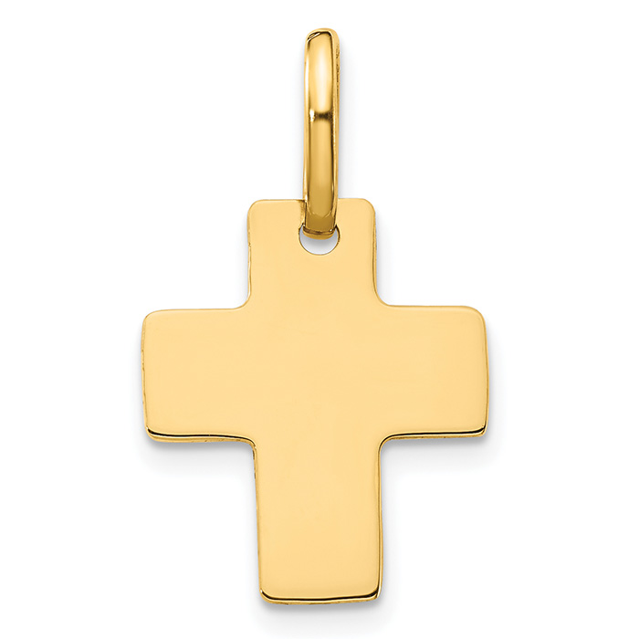 Small 14K Gold Wide Polished Cross Charm Pendant