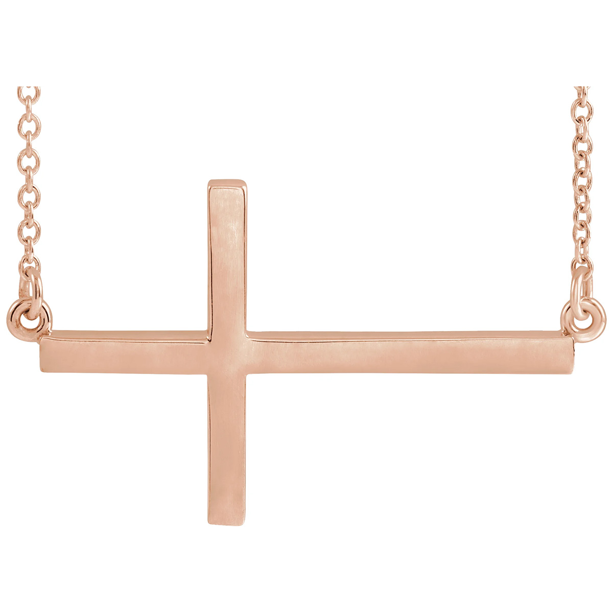 14K Rose Gold Sideways Cross Necklace